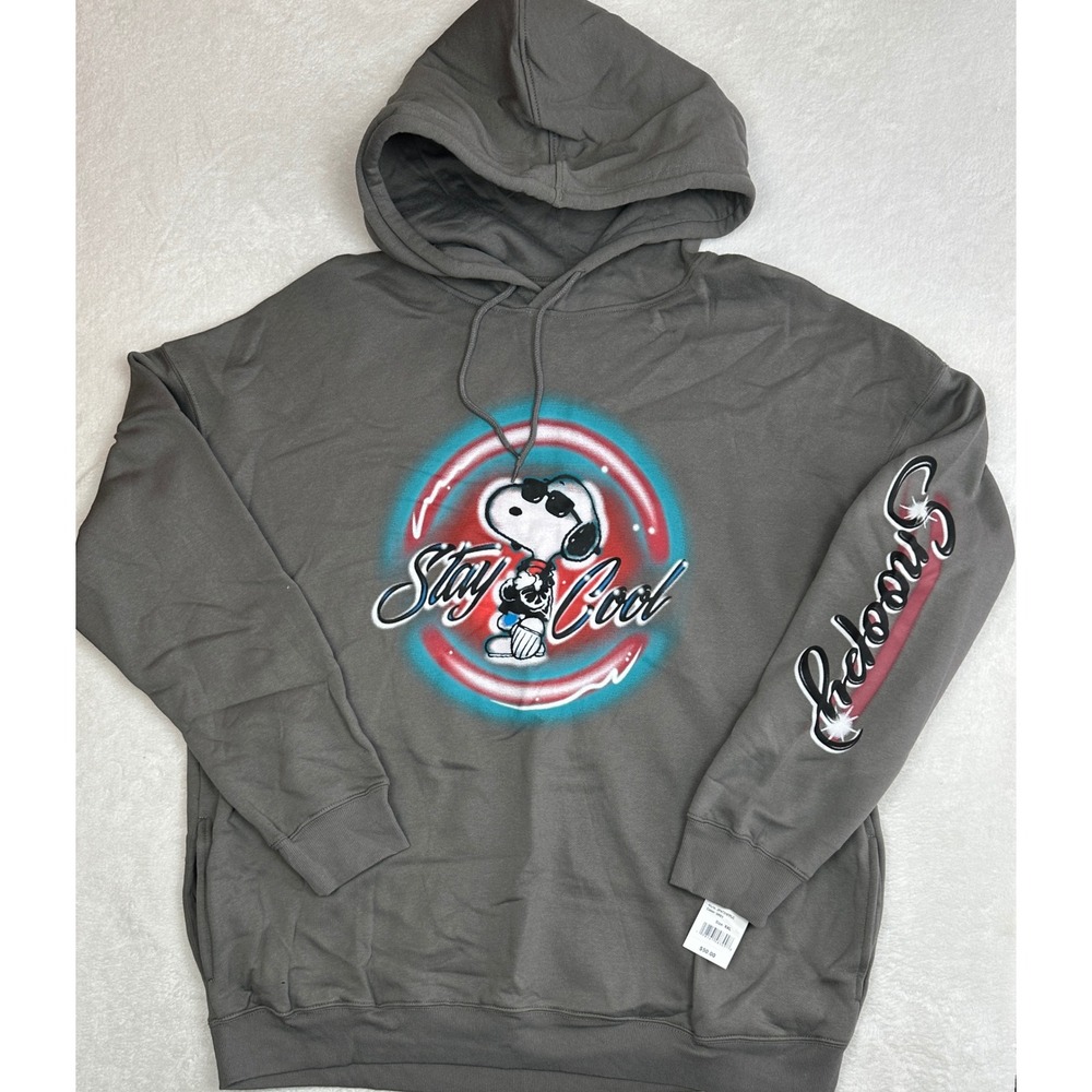 Peanuts Hybrid Apparel‎ Snoopy Stay Cool Airbrush Hoodie Grey XXL 2PNT3107FLC